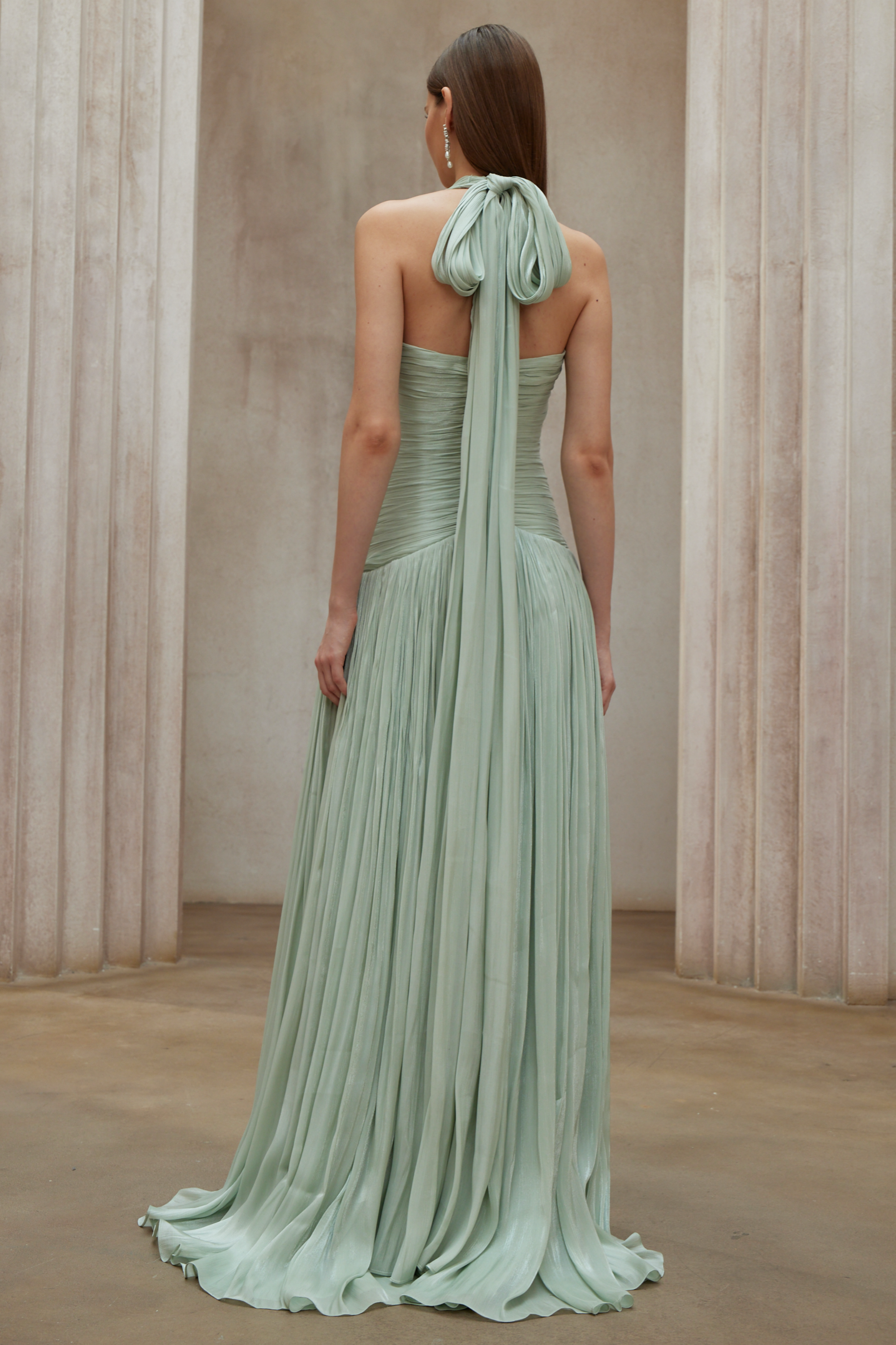 Uranie Mint Green Gathered Maxi Dress