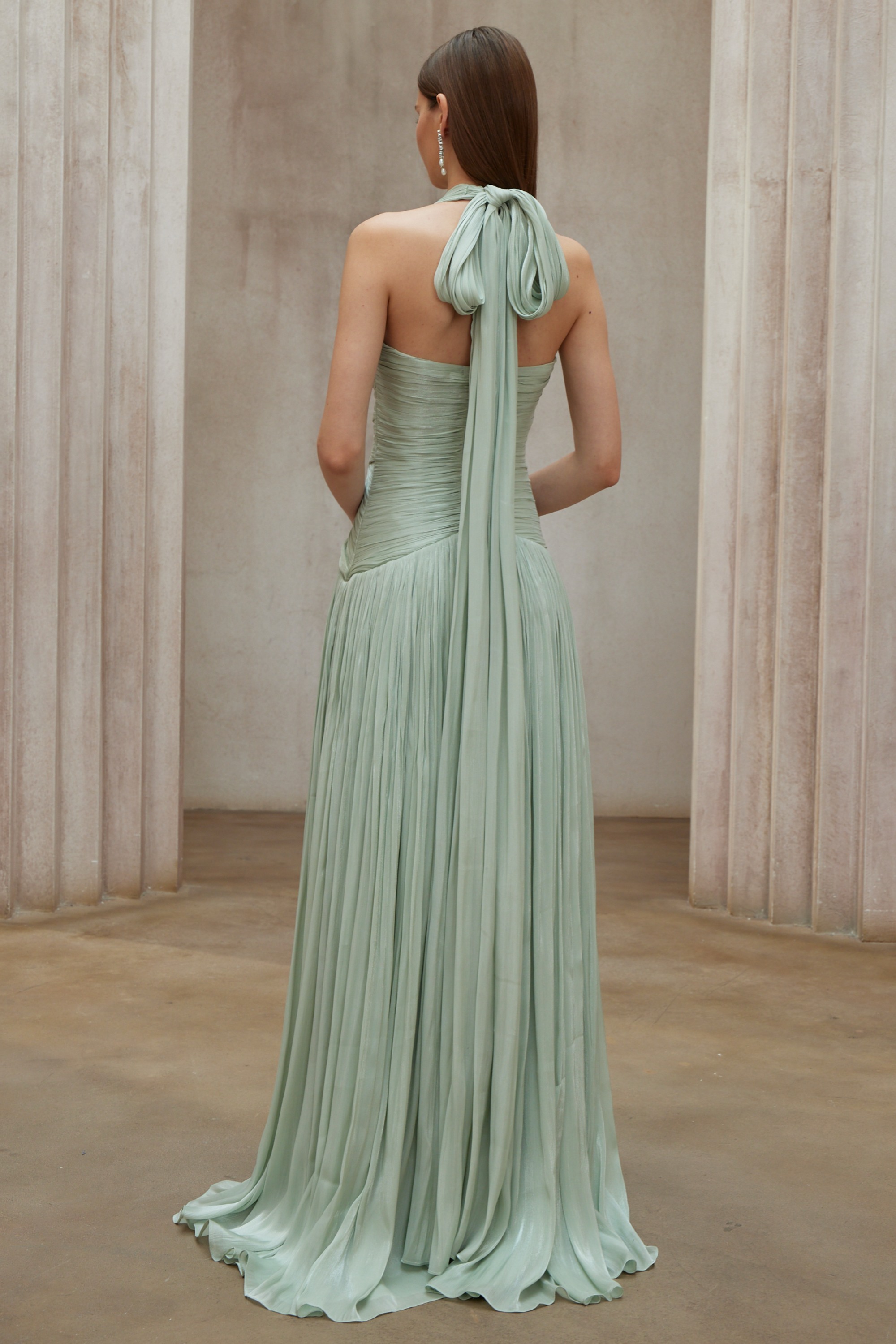 Uranie Mint Green Gathered Maxi Dress