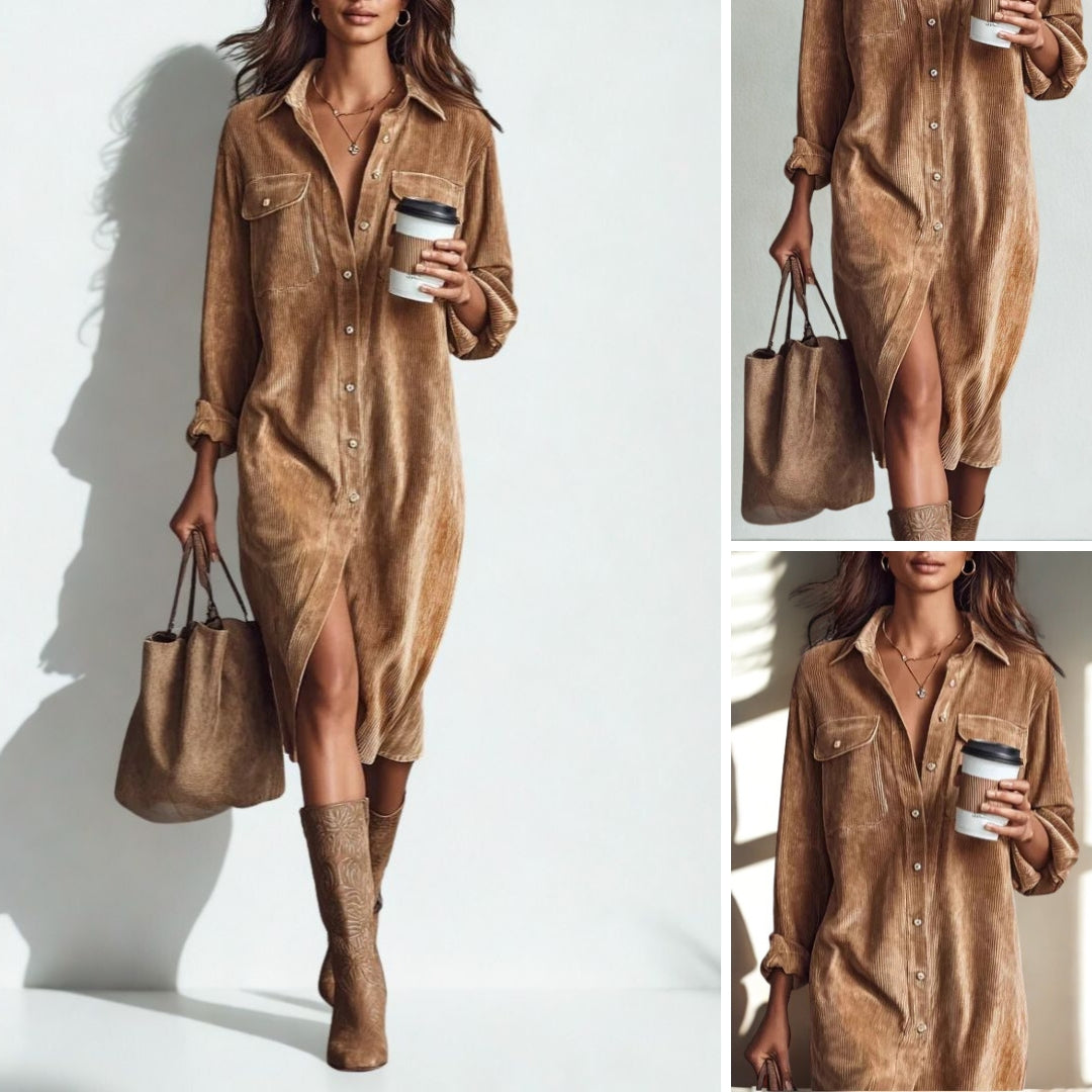 Alma | Relaxed Corduroy Shirt Dress