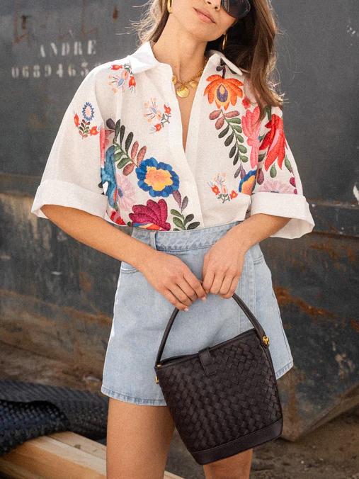 Carla Floral Print Short-Sleeved Shirt