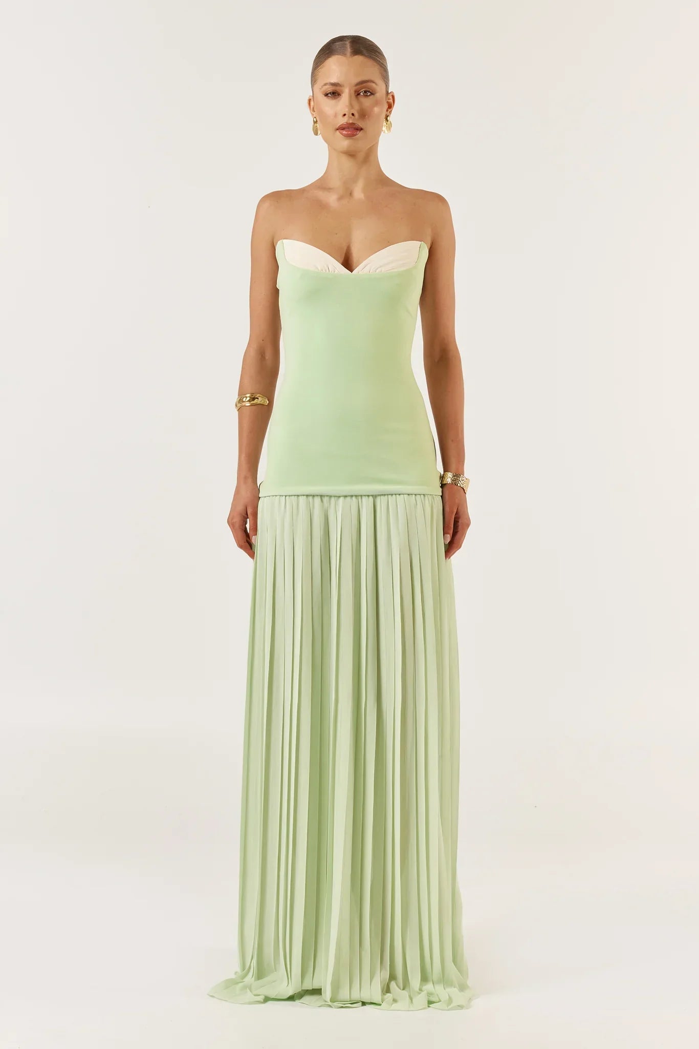Nicole | Strapless Pleated Maxi Dress