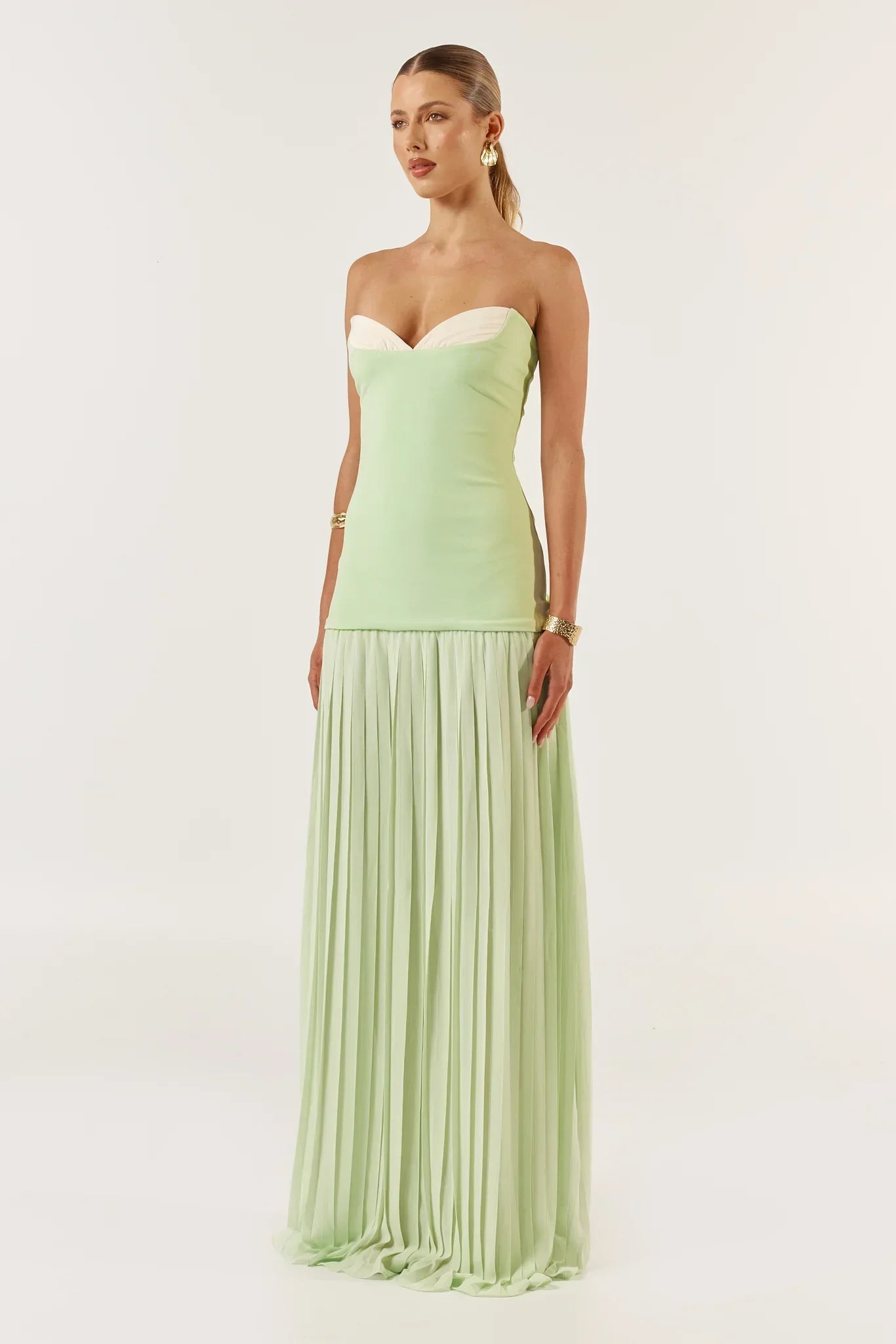 Nicole | Strapless Pleated Maxi Dress