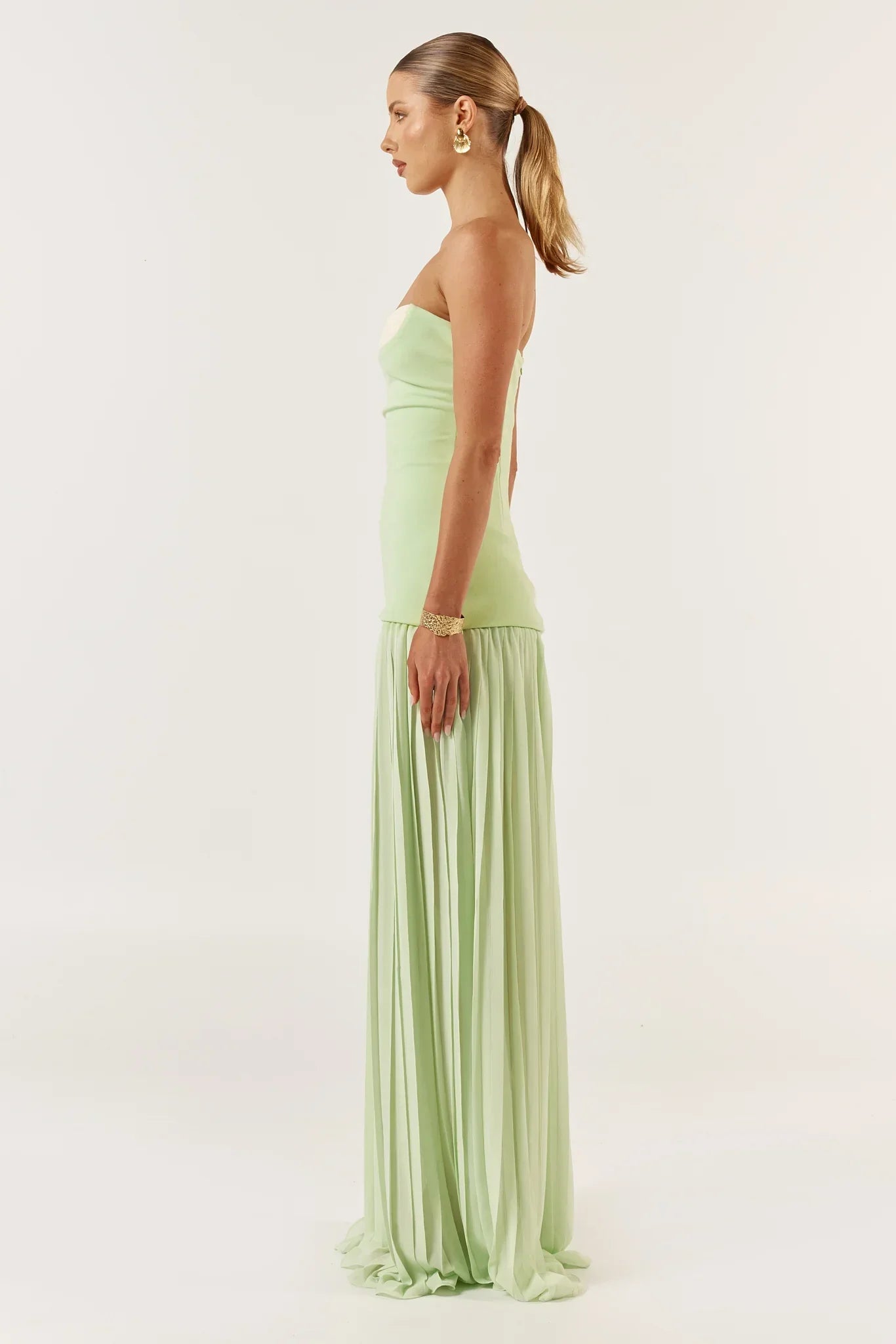 Nicole | Strapless Pleated Maxi Dress