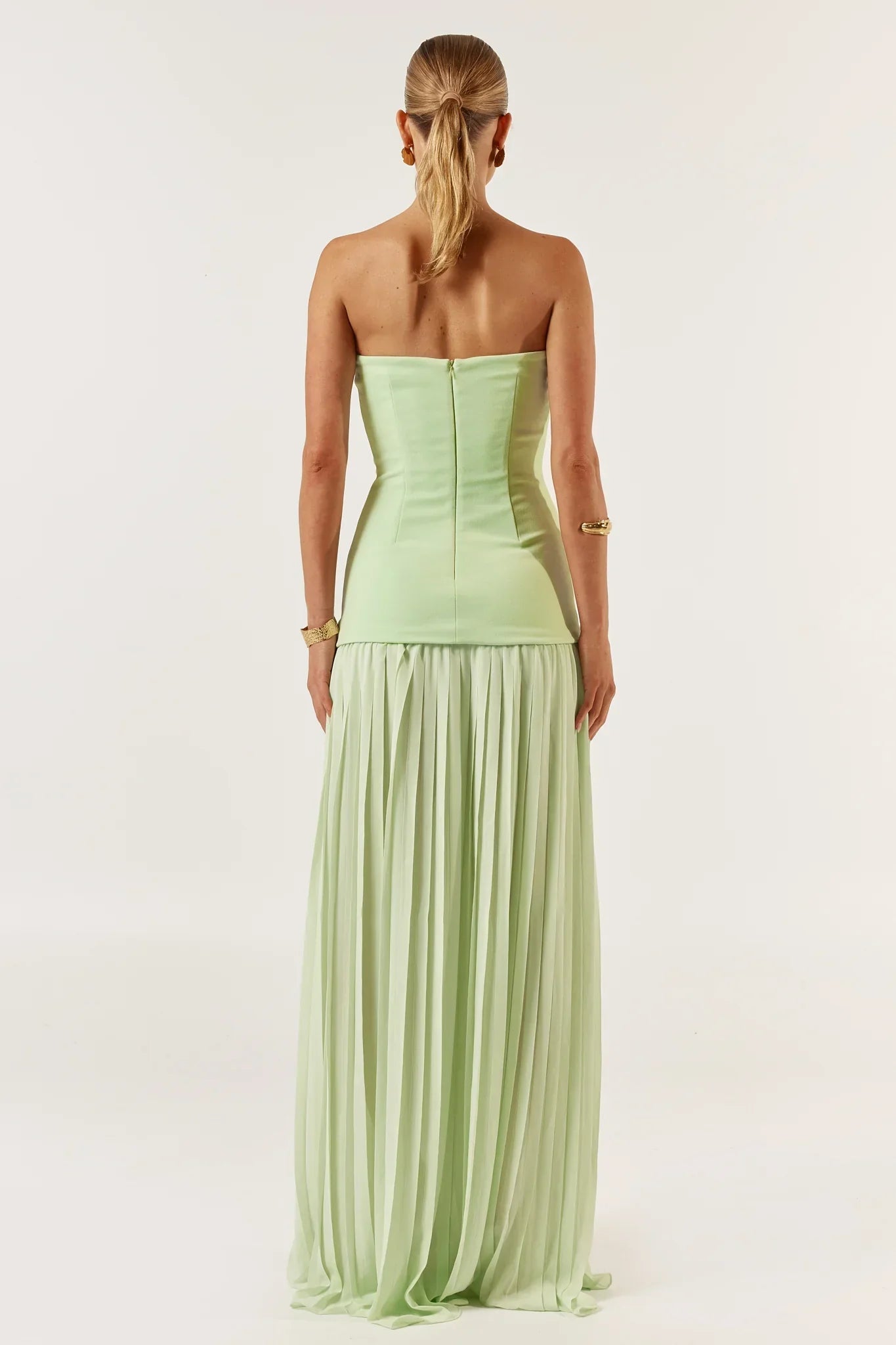 Nicole | Strapless Pleated Maxi Dress