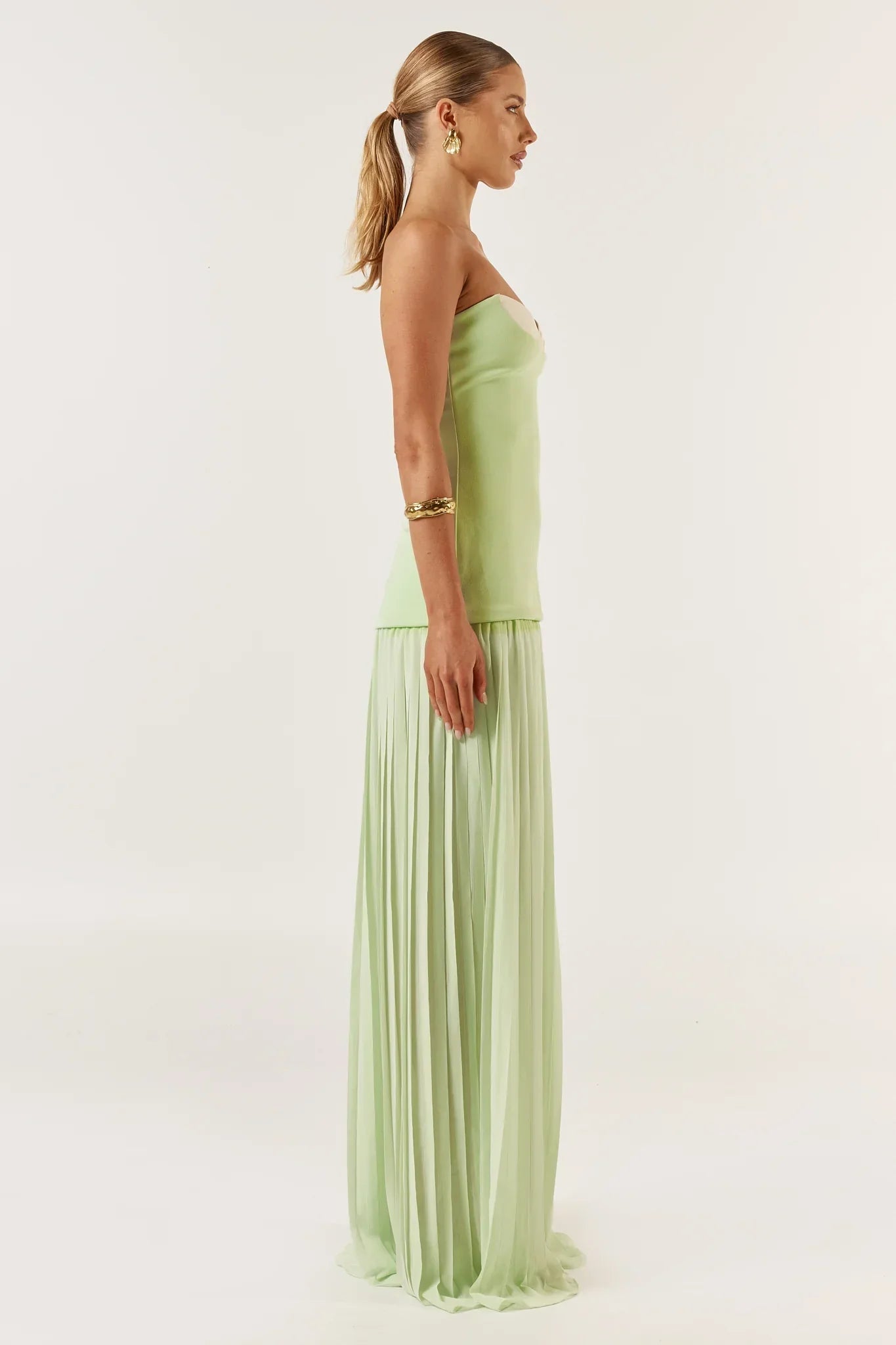 Nicole | Strapless Pleated Maxi Dress