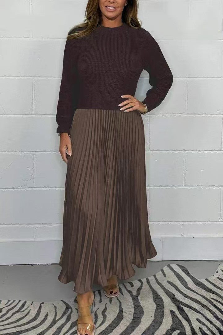 Elena | Pleated Sweater Maxi Dress