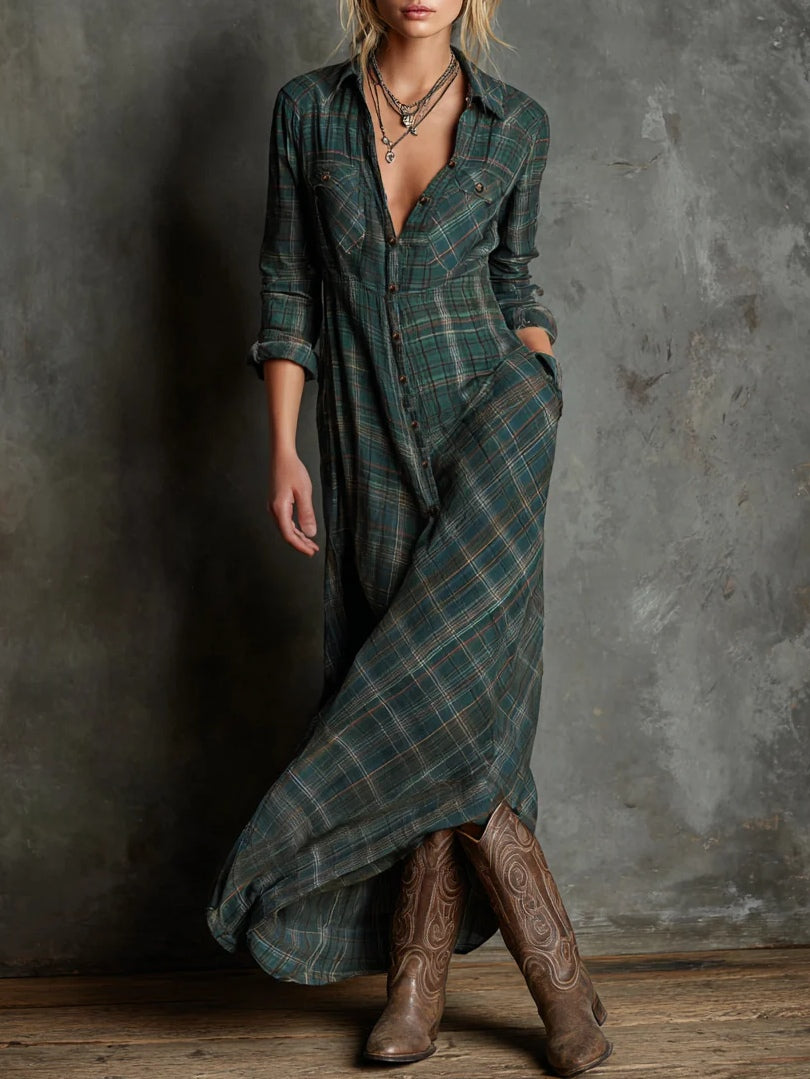 Eve | Rustic Plaid Maxi Dress