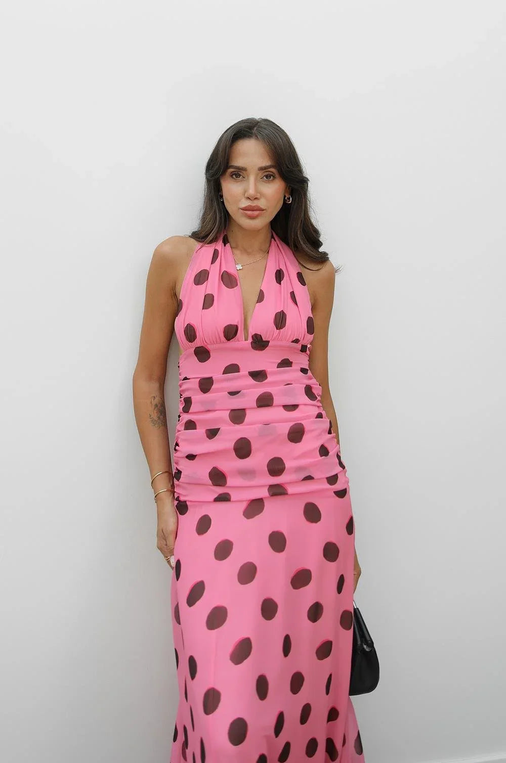 Marie | Polka Dot Halter Maxi Dress