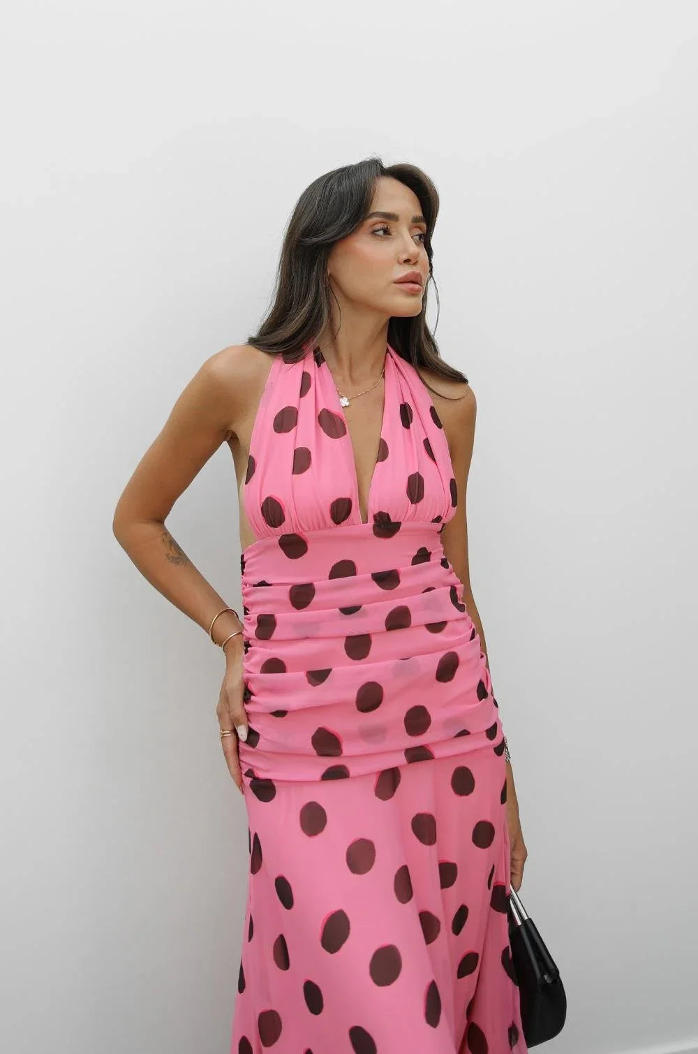 Marie | Polka Dot Halter Maxi Dress