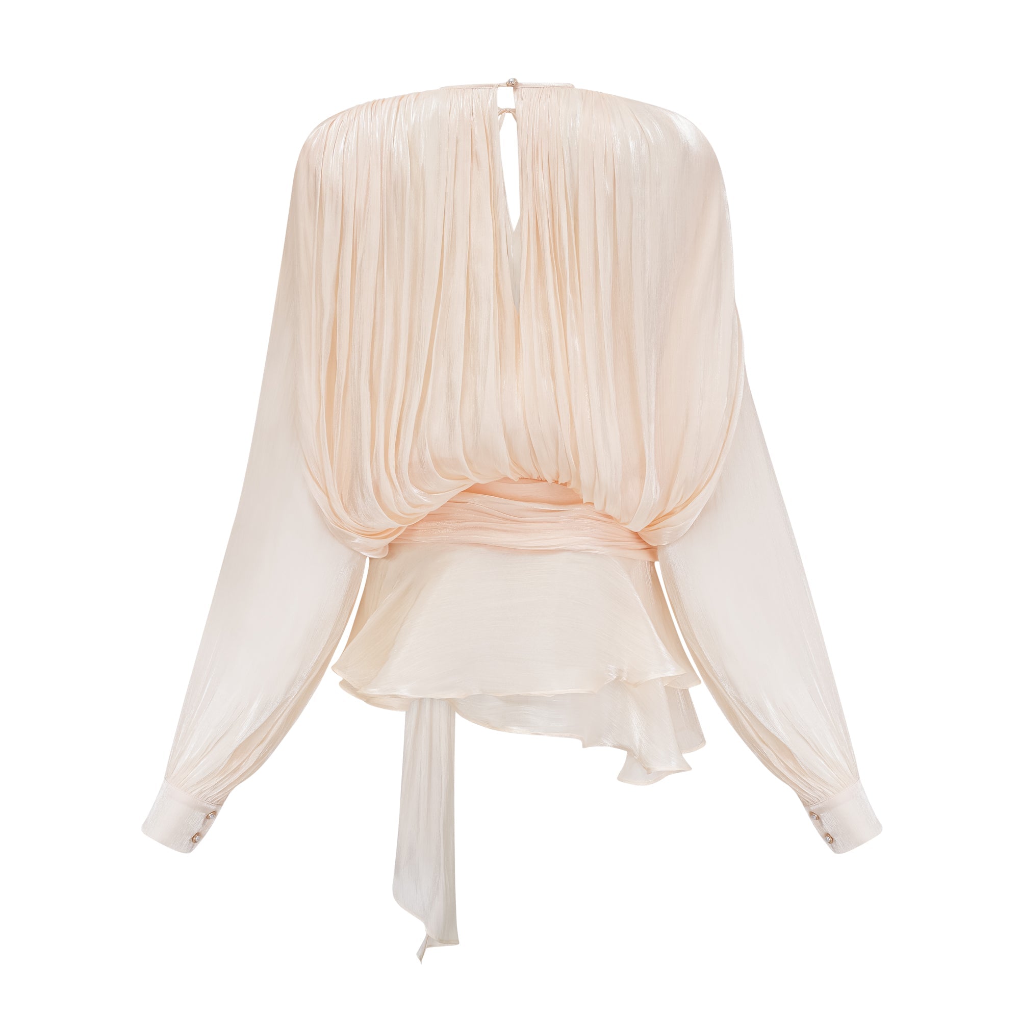 Eugénie Neutral Fully Pleated Ruffled Mini Dress