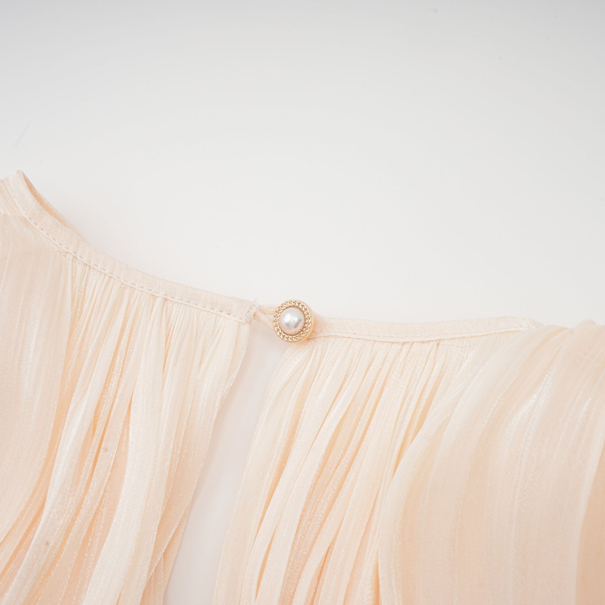 Eugénie Neutral Fully Pleated Ruffled Mini Dress