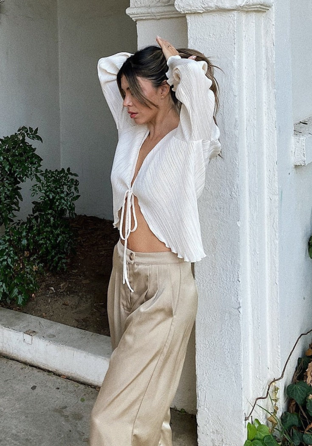 Kaylee | Pleated Tie-Front Top