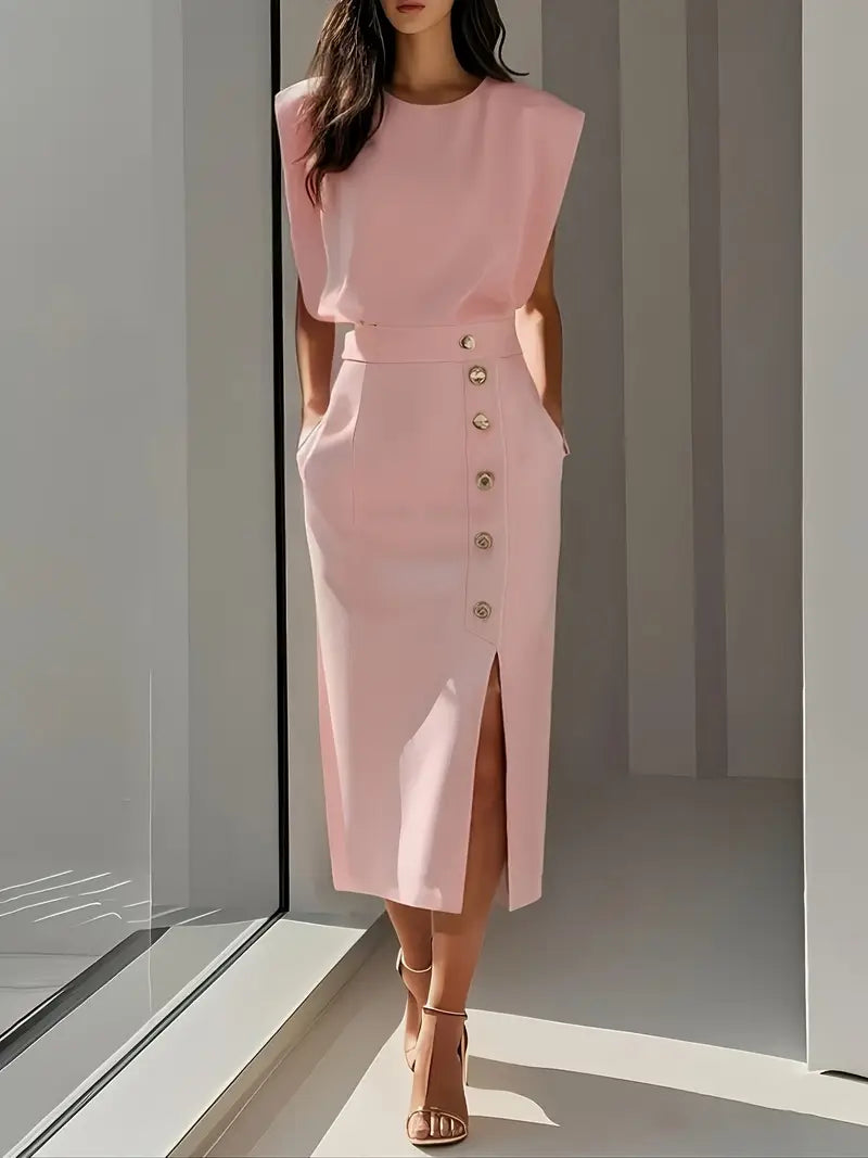 Amara | Elegant Slit Midi Dress