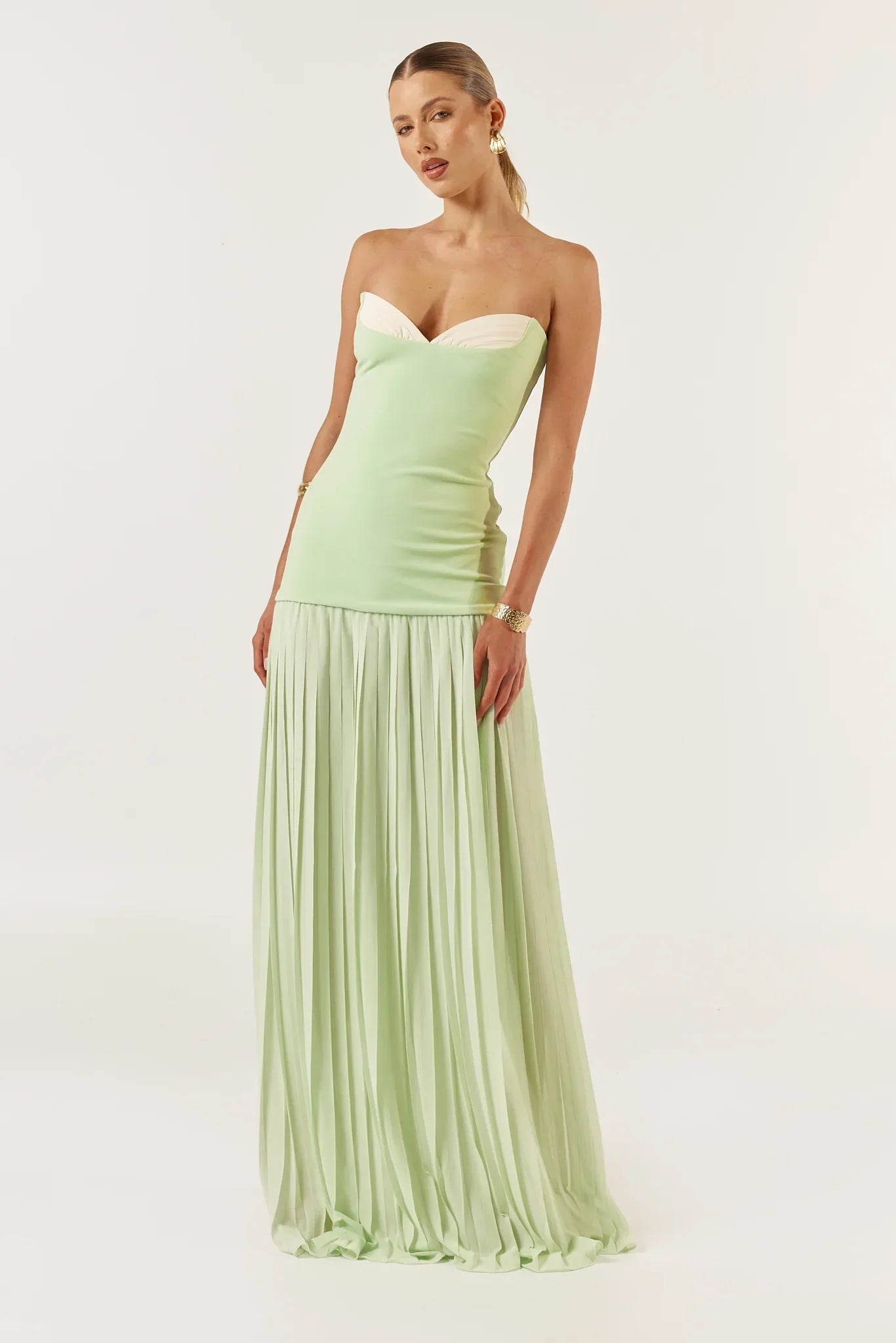 Nicole | Strapless Pleated Maxi Dress