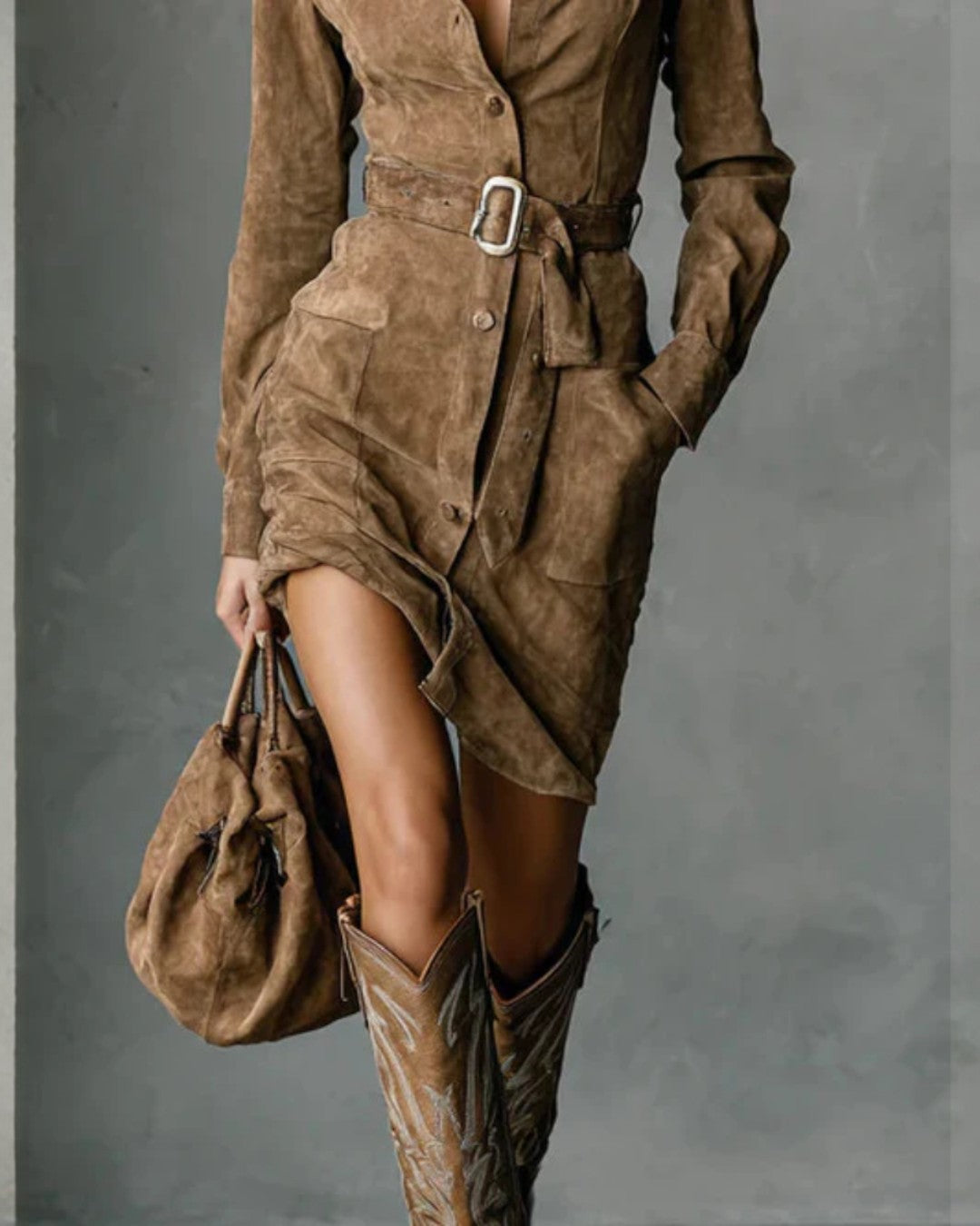 Mirella | Suede Midi Dress