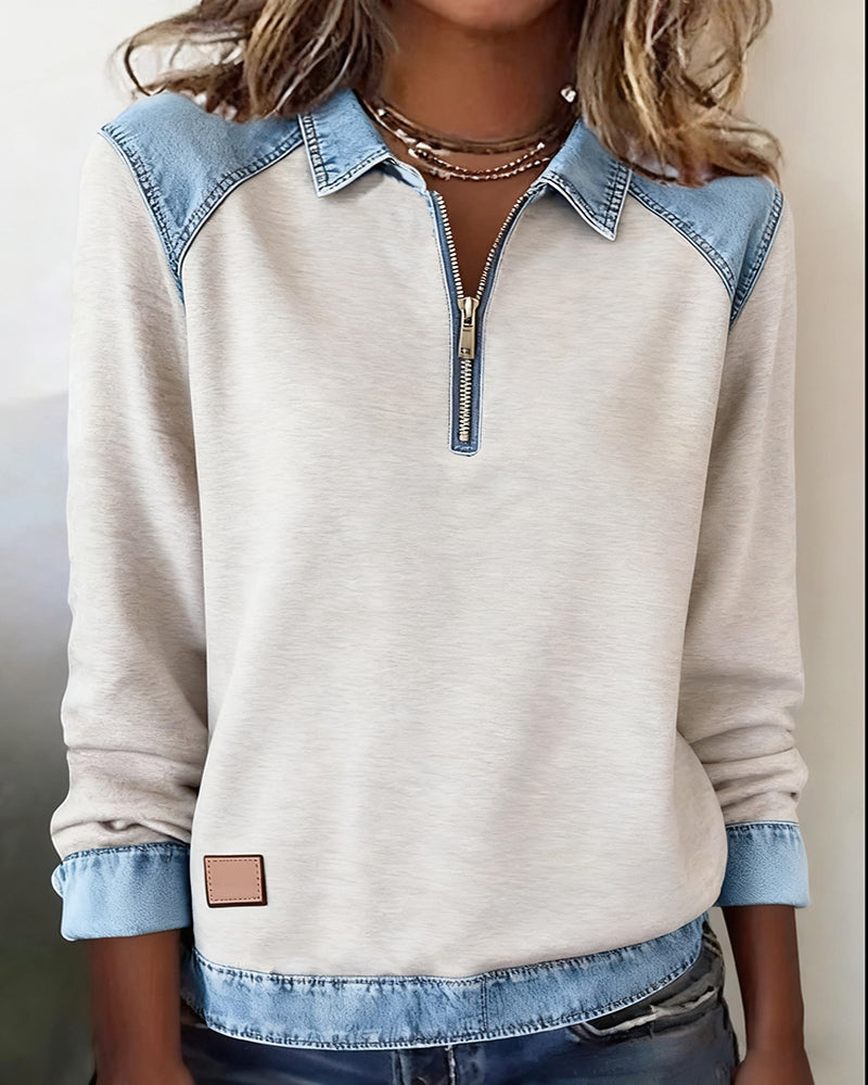 Ava | Revers Denim Top