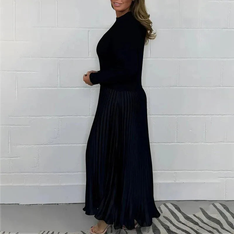 Elena | Pleated Sweater Maxi Dress