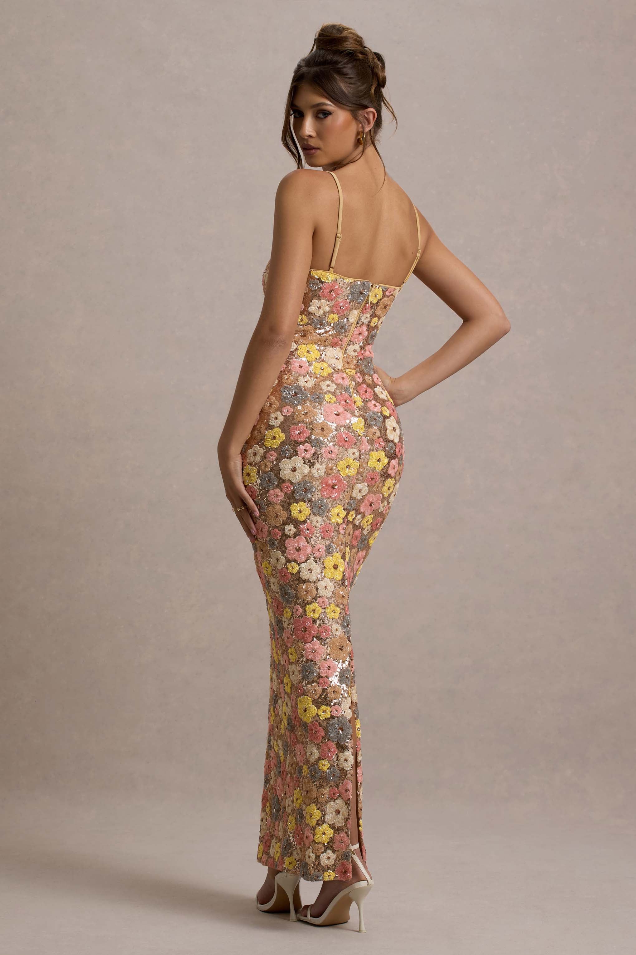 Liora | Floral Sequin Embellished Maxi Dress